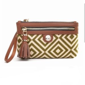 Spartina 449 Leather and Linen Yamassee wristlet